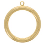Pendente a cerchio scavato 24 mm - Dorato con oro fino x1