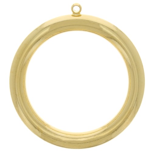 Pendente a cerchio cavo 36 mm - Dorato con oro fino x1