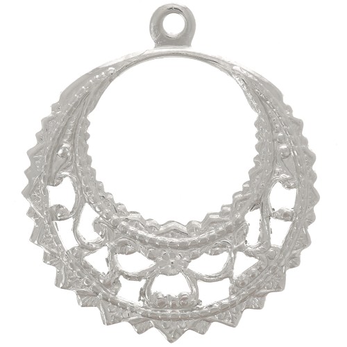 Pendente filigrana rotonda 22 mm - rodio x1