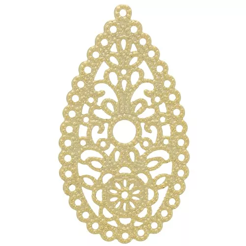 Pendente a forma di candela in filigrana 50x27 mm - Dorato con oro fino x1