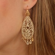 Pendente a forma di candela in filigrana 50x27 mm - Dorato con oro fino x1