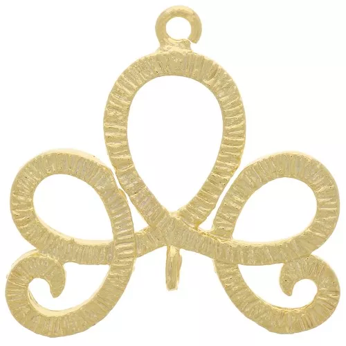 Inserto di design a coste con 2 anelli aperti 20x21 mm - placcato oro x1