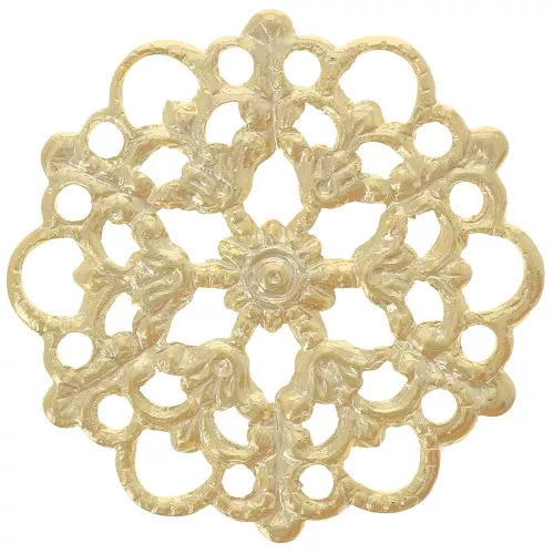 Distanziatore tondo filigranato 20 mm - Dorato con oro fino x1