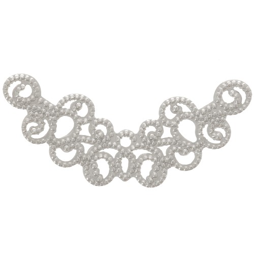 Distanziatore per collana mezzaluna in filigrana 31x12.5 mm - Rodio x1