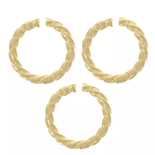 Anelli rotondi aperti intrecciati 7x1 mm - Dorato con oro fino x5