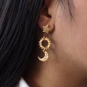 Anelli rotondi aperti intrecciati 7x1 mm - Dorato con oro fino x5