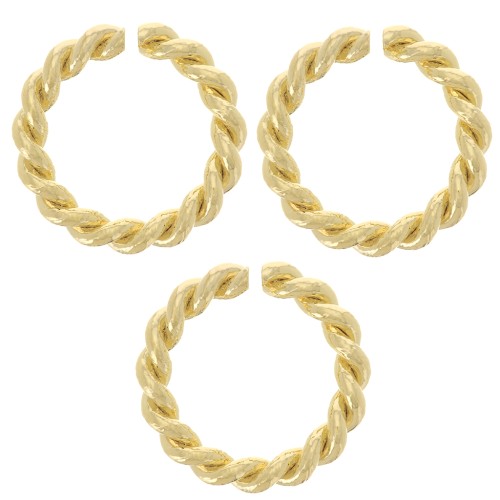 Anelli rotondi aperti intrecciati 9.5x1.6 mm - Dorato con oro fino x5