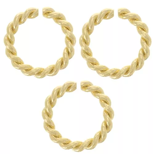 Anelli rotondi aperti intrecciati 9.5x1.6 mm - Dorato con oro fino x5