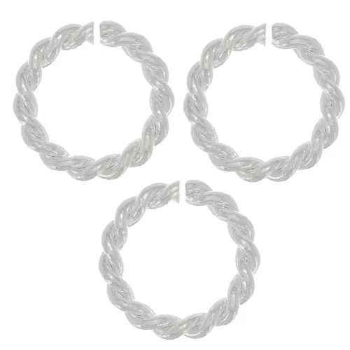 Anelli rotondi aperti intrecciati 9.5x1.6 mm - Placcatura in argento fino x5