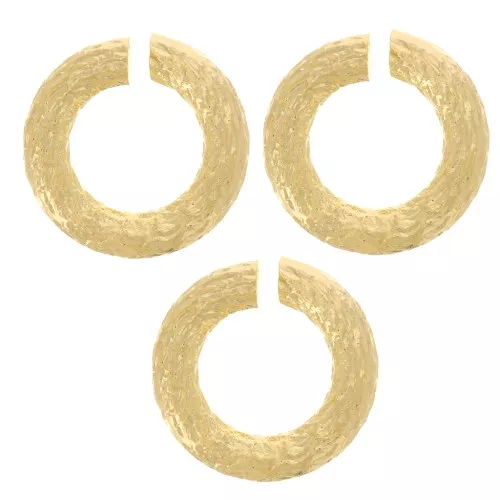Anelli rotondi aperti striati 7x1,5 mm - Dorato con oro fino x5