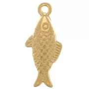 Ciondolo a forma di pesce 20x9 mm -Dorato con oro fino x1