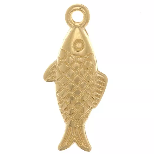 Ciondolo a forma di pesce 20x9 mm -Dorato con oro fino x1