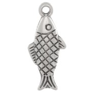 Ciondolo a forma di pesce 20x9 mm - Placcatura argento antico x1