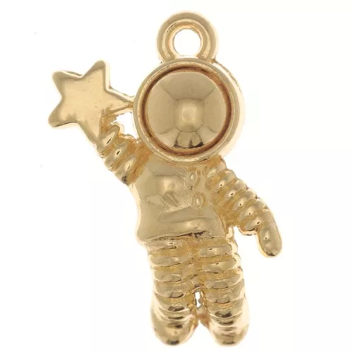Ciondolo astronauta con stella 20x11 mm - Dorato con oro fino x1