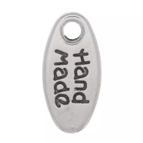 Ciondolo a goccia 11x5 mm -Hand made - Placcatura in argento antico x1