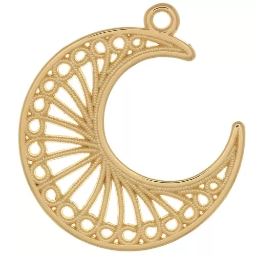 Pendente mezzaluna effetto filigrana 33x28 mm - Dorato con oro fino x1