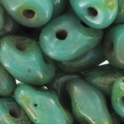 SuperDuo mm. 2.5x5 Green Turquoise Travertin x10g|raw }}