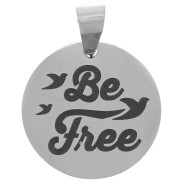 Pendente medaglia rotonda 15 mm - Be Free &; Birds - Acciaio inossidabile 304|raw }}