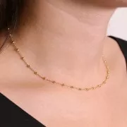 Girocollo forzatina alternata perle rotonde 2.5mm - Placcato oro 3 micron x37cm