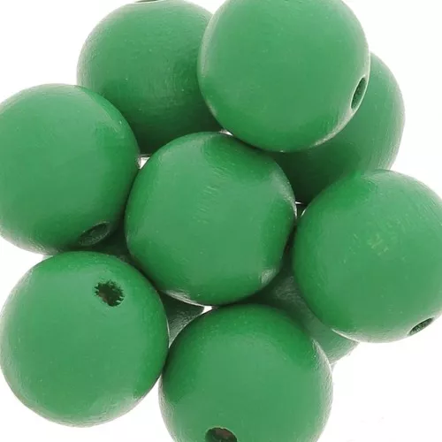 Perle tonde in legno mm. 15 Green x5