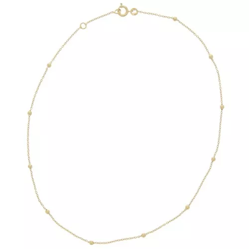 Girocollo forzatina alterna perle rotonde 2.5mm (1x3)-Placcato oro 3 micron x37cm