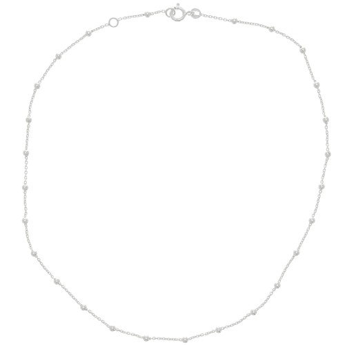 Girocollo maglia Forzatina alternando perline rotonde (1x1)2.5mm Argento 925 x38cm