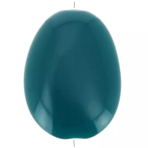 Perlina acrilica opaca piatta 30x23 mm - Blu anatra x1
