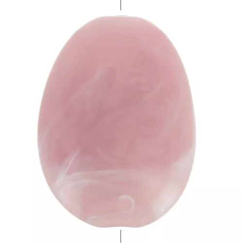 Perlina acrilica piatta 30x23 mm - Rosa antico marmorizzato x1