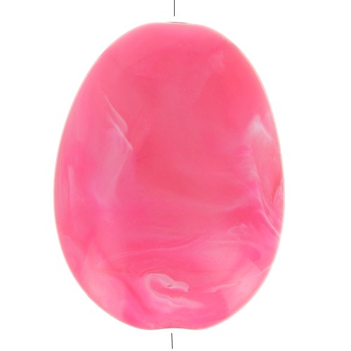 Perlina acrilica piatta 30x23 mm - Fucsia marmorizzata x1