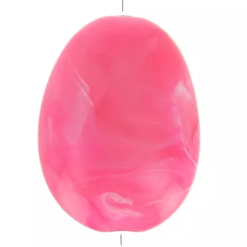 Perlina acrilica piatta 30x23 mm - Fucsia marmorizzata x1