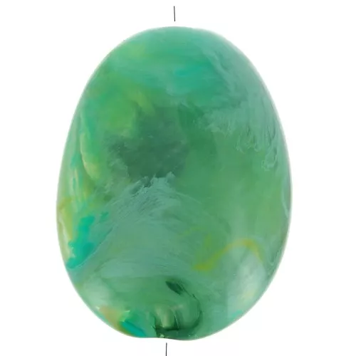 Perlina acrilica piatta 30x23 mm - verde marmorizzato x1