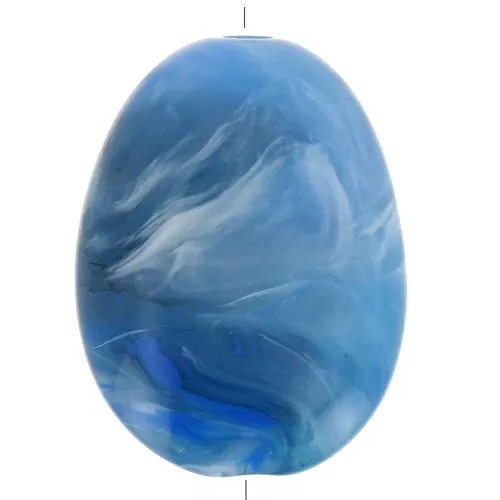 Perlina acrilica piatta 30x23 mm - Azzurro marmorizzato x1