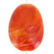 Perlina acrilica piatta 30x23 mm - Arancione marmorizzato x1