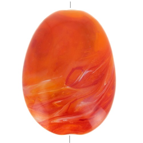 Perlina acrilica piatta 30x23 mm - Arancione marmorizzato x1