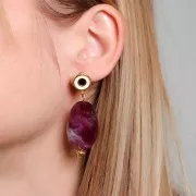 Perlina acrilica piatta 30x23 mm - Arancione marmorizzato x1