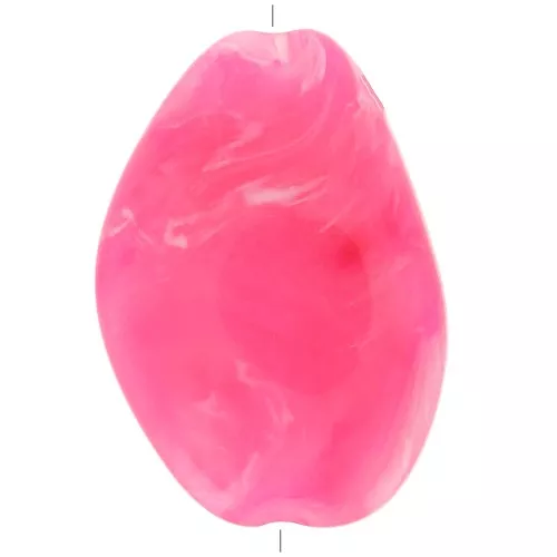 Perlina acrilica piatta irregolare 38x26 mm - Fucsia marmorizzata x1