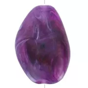 Perlina piatta irregolare acrilica 38x26 mm - viola scuro marmorizzato x1
