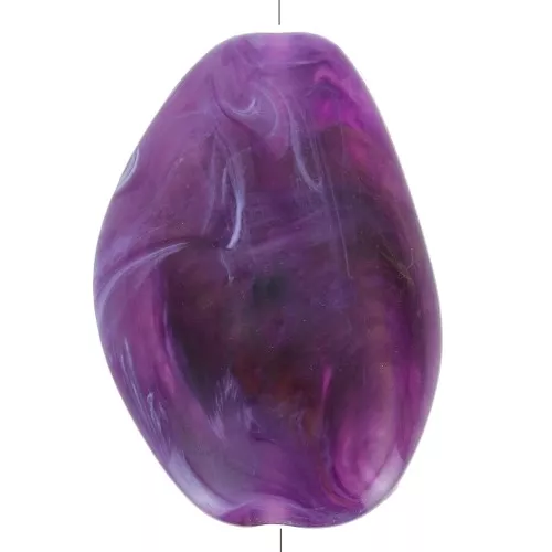 Perlina piatta irregolare acrilica 38x26 mm - viola scuro marmorizzato x1