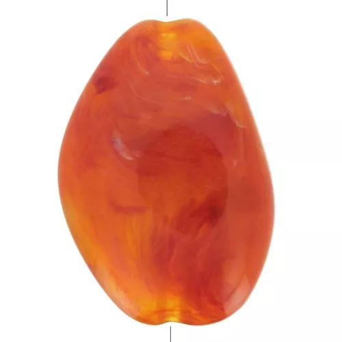 Perlina acrilica piatta irregolare 38x26 mm - Arancione marmorizzato x1