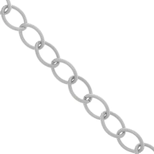 Catena in alluminio maglia forzatina 17.9 mm - maglie aperte - Rodio x50cm