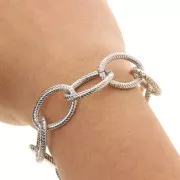 Catena in alluminio maglia forzatina 17.9 mm - maglie aperte - Rodio x50cm