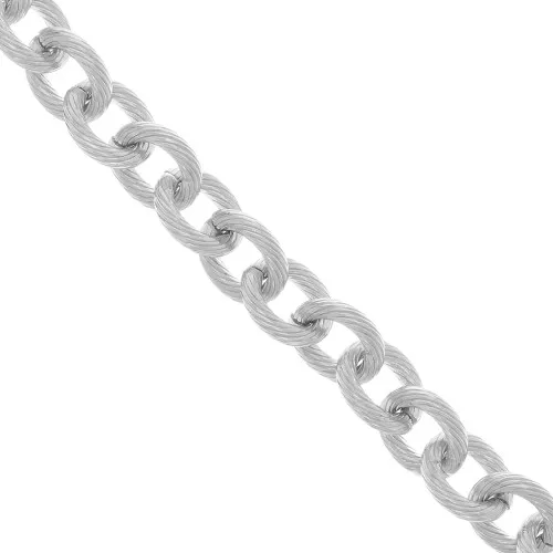 Catena in alluminio maglia forzatina 16.9 mm - maglie aperte - Rodio x50cm