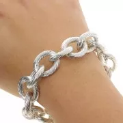 Catena in alluminio maglia forzatina 16.9 mm - maglie aperte - Rodio x50cm