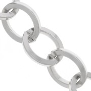 Catena in alluminio maglia forzatina 18,5 mm - maglie aperte - Rodio x50cm