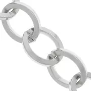 Catena in alluminio maglia forzatina 18,5 mm - maglie aperte - Rodio x50cm