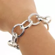 Catena in alluminio maglia forzatina 18,5 mm - maglie aperte - Rodio x50cm