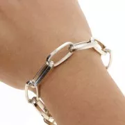 Catena in alluminio Rettangolo limata 10.3 mm - maglie aperte - Rodio x1m