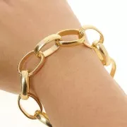 Catena in alluminio Jaseron ovale 15 mm - maglie aperte - dorato x50cm