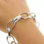 Catena in alluminio Jaseron ovale 15 mm - maglie aperte - rodio x50cm