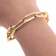 Catena d'alluminio Rettangolo piatta limata 10mm Maglie aperte - dorato x50cm